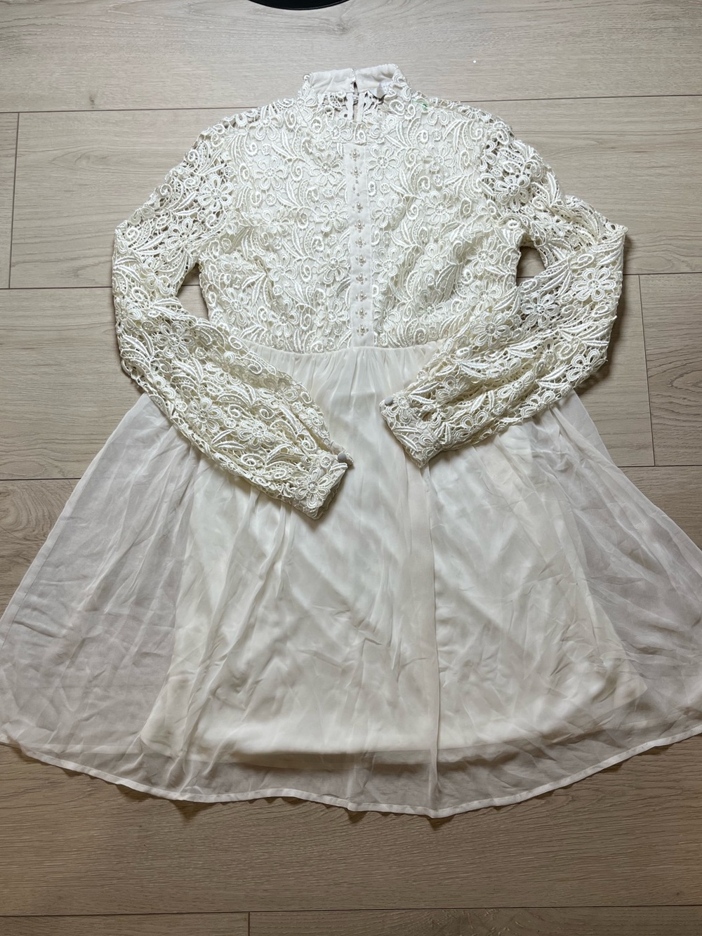 LC Lauren Conrad Runway Collection L/S Lace Babydoll Dress Sz 8 Bridal Floral